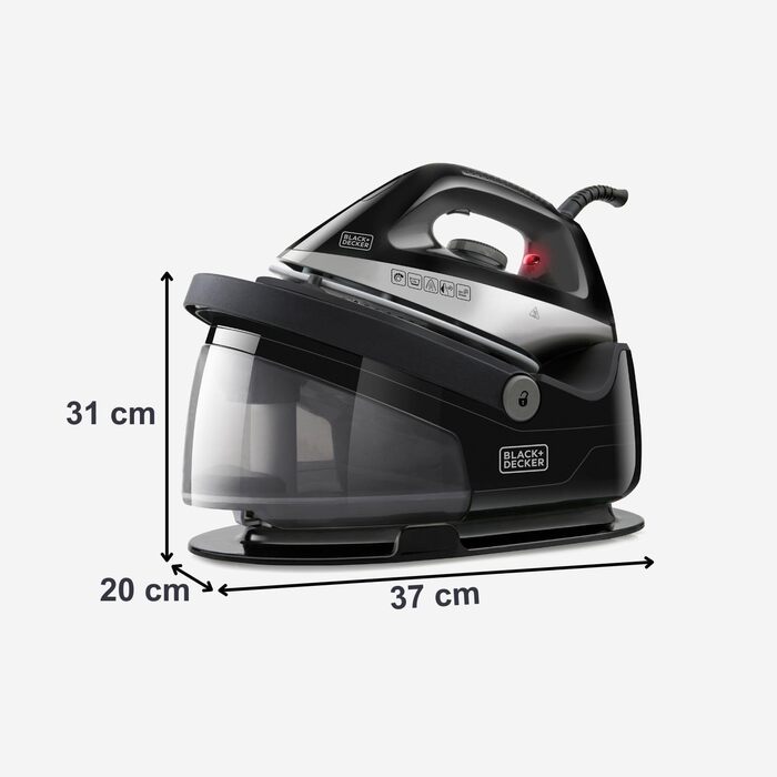 Праска Black+Decker BXSS2401E, 2400 Вт, відпарювач, 1,5 л, регулювання температури, ECO-режим, готова за 1 хв