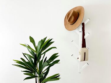 Premium Racks Coat Rack and Hat Shelf – modern design – wall-mounted – stylish – (White/Opulent Garden)