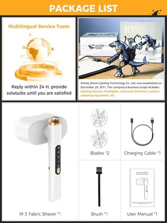 Електричний флусознімач Smiling Shark M-3: бездротовий, з 4 рівнями регулювання, 90° обертання, для одягу та меблів