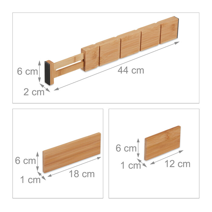 Relaxdays Drawer Dividers made of Bamboo