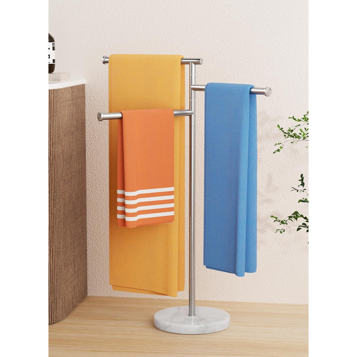 Підставка для рушників KES Gold, настільна, з нержавіючої сталі 18/8, з мармуровою основою, BTH219-BZ, щітканий золотий, 3-х рівнева