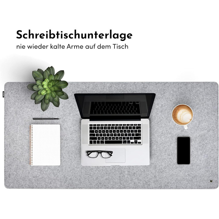 Підкладка під стіл FORMGUT з фетру (90x30 см, світло-сіра) - килимок для ноутбука, XXL мишка, підкладка на стіл, світло-сірий фетр 90 x 30 см