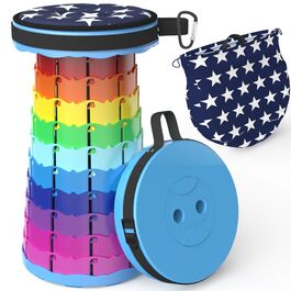 Складаний туристичний стільчик-табурет, 440lbs, з сумкою, для кемпінгу, риболовлі, подорожей, барбекю (Райдужний)