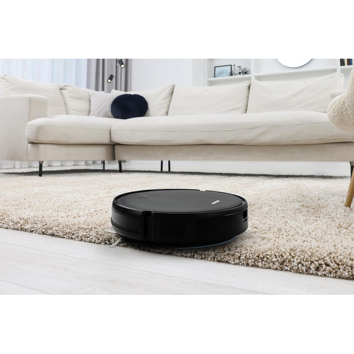 Робот-пилосос з функцією миття - 3 в 1. З пультом дистанційного керування, акумулятор 120 хв, для твердих підлог, килимів, шерсті тварин. Чорний.