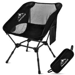 Складний стілець для кемпінгу, вантажність 130 кг, чорний - портативний, легкий, для пікніка, риболовлі, саду, туризму