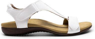 Жіночі сандалі DREAM PAIRS з підтримкою склепіння стопи, T-подібними ремінцями, ортопедичні плоскі сандалі, комфортне літнє взуття (39 EU, Білі)