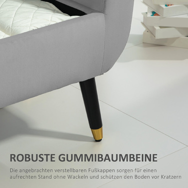 HOMCOM Luxury Bench, Upholstered Bench with Storage, Armrests, Trunk Bench, Velvet-like Polyester, Rubberwood, Light Gray, 107 x 42 x 65 cm | Aosom