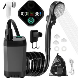 Портативна кемпінгова душа з акумулятором 6000mAh, з насосом, регулюванням температури та душовою насадкою