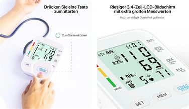 Тонометр на плече Oryzom з визначенням аритмії, 240 місць пам'яті та голосовим виводом – переможець тесту 2025 року, білий
