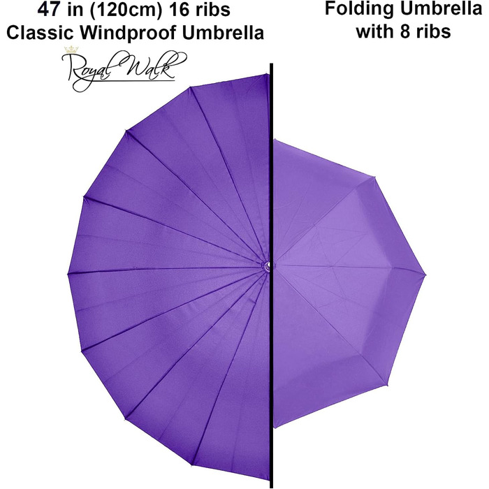 Royal Walk Automatic Travel Golf Umbrella - 54 inch / 140cm - Windproof, Waterproof, Large Size for 2 People - Classic Design, Wooden Handle, Unisex
