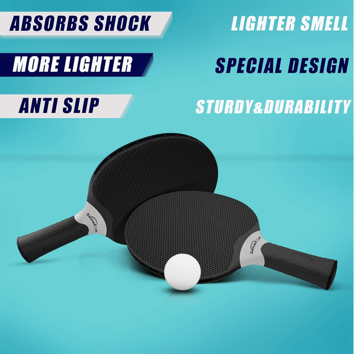 Senston Table Tennis Set - Professional Paddles for 4 Players - Rubber Compound, Indoor/Outdoor Play
