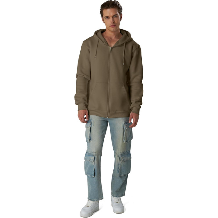 Світшот з капюшоном Smith & Soo для чоловіків – спортивна куртка, толстовка з блискавкою, бавовняна суміш (M, Stone-zip)