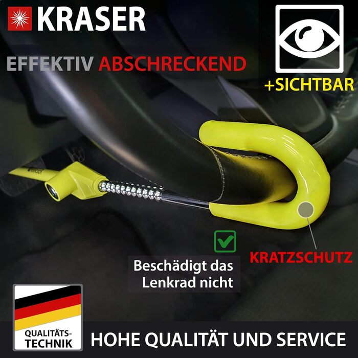 KRASER KR835 Високозахисний замок-блокіратор на кермо і педалі для авто, універсальний протиугонний замок-скоба для легкових автомобілів, мікроавтобусів, автодомів