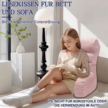 Підлогове крісло-мішок для читання з підлокітником, 65x30 см (Рожевий)