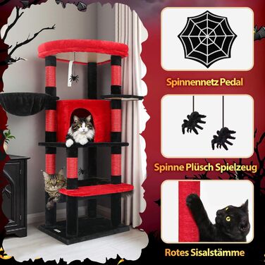 Кігтеточка Globlazer велика кутова, 167 см з будиночком для котів, платформою, гамаком, кошиком. Підходить для 3-4 котів.