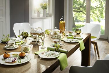 Villeroy & Boch Althea Nova Sugar Bowl, 300 ml, Premium Porcelain, White/Green