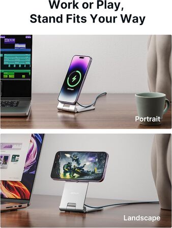 Бездротова зарядка JSAUX MagSafe 15W для iPhone 17 Air Pro Max, iPhone 16/15/14/13/12, AirPods 3/2, блакитна