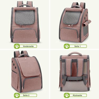 Рюкзак для котів та маленьких собак ALLSOPETS, складний, дихаючий, з сонцезахистом, для подорожей, кемпінгу та піших прогулянок (Розабраун)