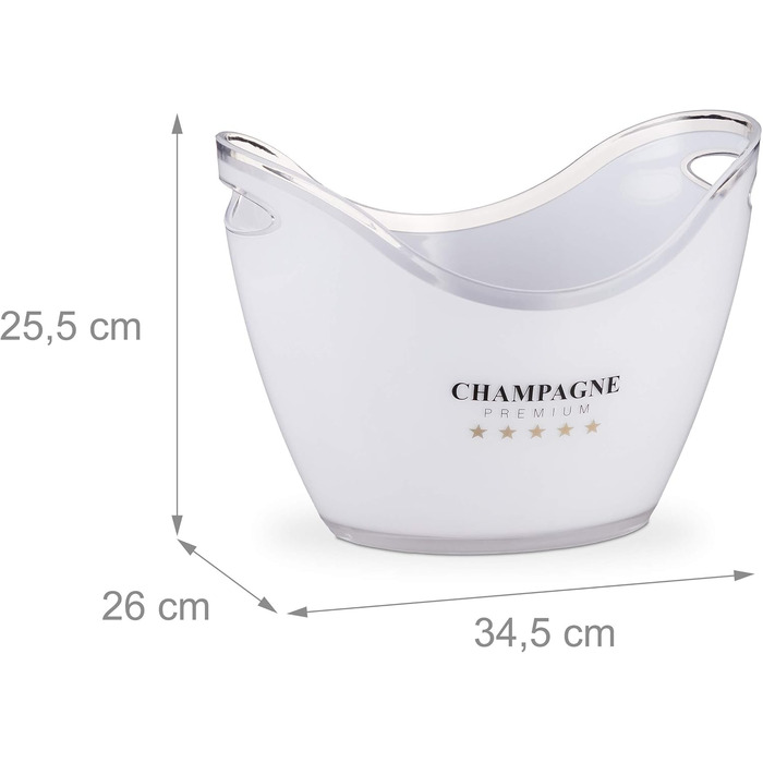 Relaxdays Champagne Cooler - 6L Premium Ice Bucket - White Drink Chiller for Parties