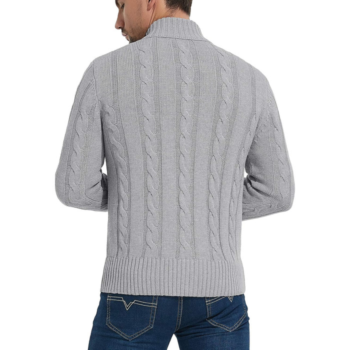 Чоловічий в'язаний кардиган NITAGUT: стильний та теплий на зиму. Довгі рукави, в'язаний пуловер, XXL, сірий колір