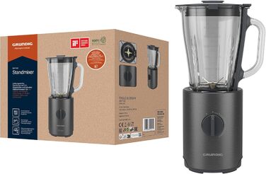 Професійний стаціонарний блендер Grundig Delisia Novus SM 7140, 1,5 л, 800 Вт, 6-лезовий ніж із цирконієвим покриттям, 5 швидкостей + імпульсний режим, темний інокс/нержавійка