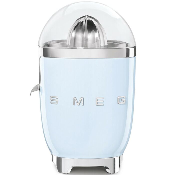 Електрична соковижималка для цитрусових Smeg CJF11CREU, 70 Вт, з фільтром та конусом із нержавіючої сталі, синя