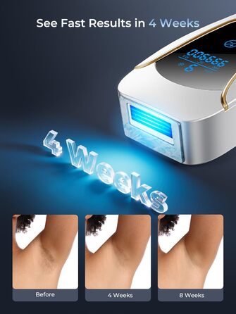 Пристрій для епіляції IPL Laser - безболісна епіляція з охолодженням, 3 функції, 9 рівнів, 600 нм, для жінок та чоловіків, для тіла, бікіні, ніг, пахв, білий