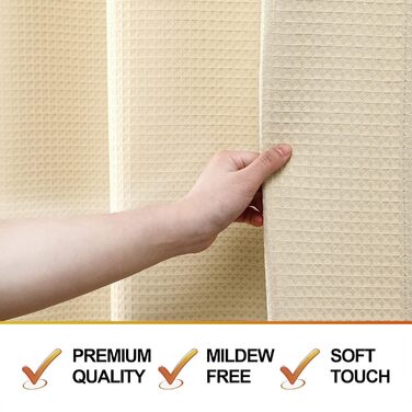 Драбина для душу велика, білий душовий завіс, вафельна текстура, тканина, міцний, готельна якість, для ванної кімнати, 183x244 см, водонепроникний, пральний, комплект (1 шт.)