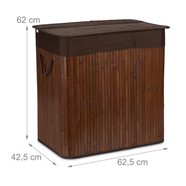 Relaxdays Bamboo Laundry Basket with 3 Compartments