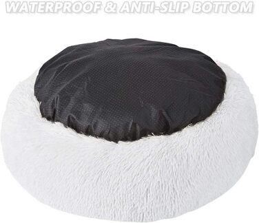 М'яке кругле ліжко для котів та собак, 70см, біле. Ліжко-пончик для домашніх тварин, легко миється. Підходить для котів та собак середніх розмірів.