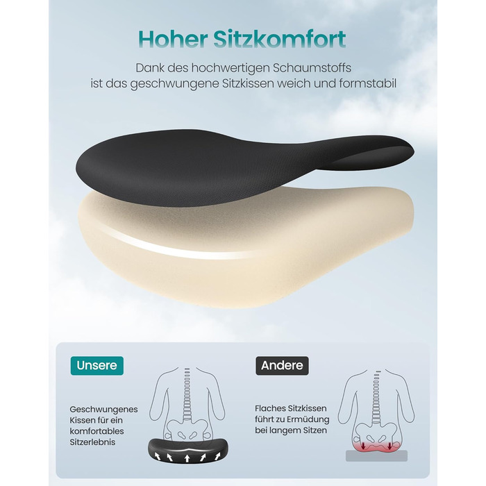 Офісний стіл SONGMICS, ергономічне крісло з регулюванням висоти та підголівником, до 150 кг, чорний OBN088B01