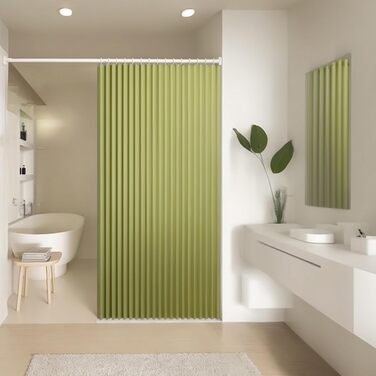 Шторка для душу з льону, водовідштовхувальна, з магнітною стрічкою, антигрибкова, 120x200 см (зелена)