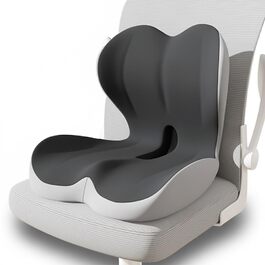 Ортопедична подушка для сидіння з підтримкою спини, Memory Foam для офісного крісла, авто, візка (сіра)