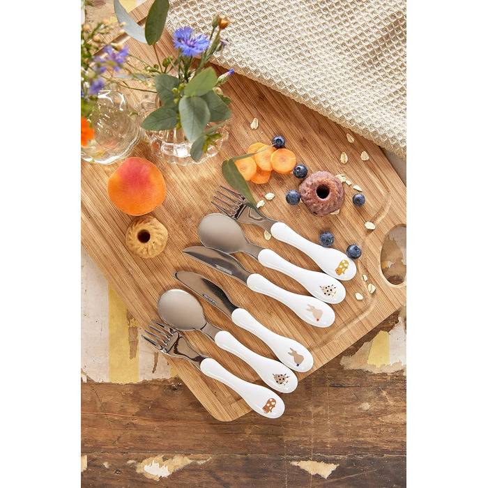 Набір дитячого столового прибору LÄSSIG (3 шт): ложка, виделка, ніж. Нержавіюча сталь, пластикова ручка, Royal Blue