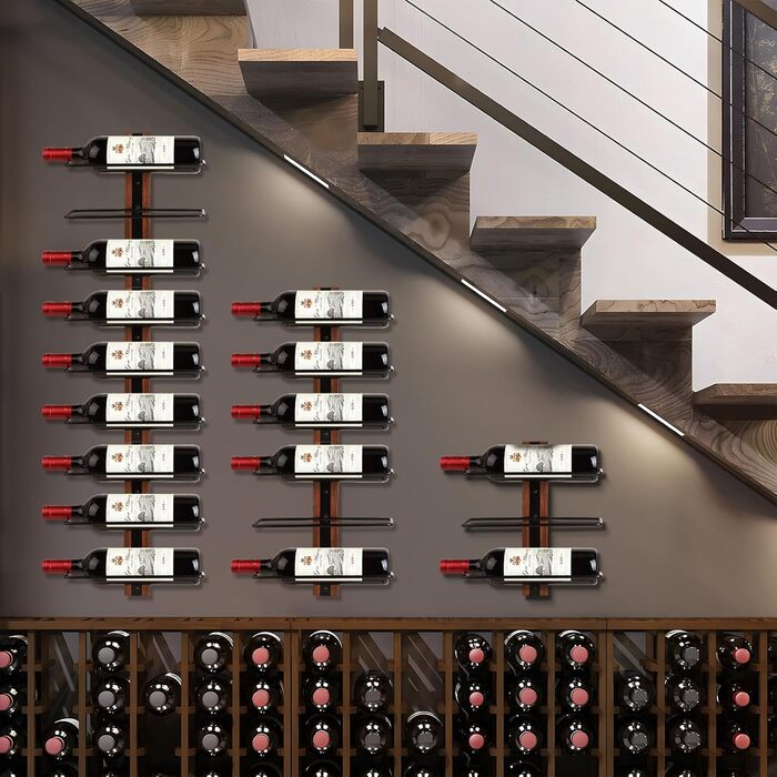 Настінна полиця для вина DBREAKS на 9/12 пляшок, дерев'яний тримач, органайзер для винної кімнати, бару, вітальні