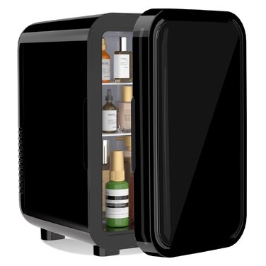 Міні-холодильник YASHE, 6 літрів, 8 банок, 220–240 В AC/DC, портативний термоелектричний охолоджувач, чорний. Підходить для спальні, догляду за шкірою, напоїв, офісу, гуртожитку та авто.
