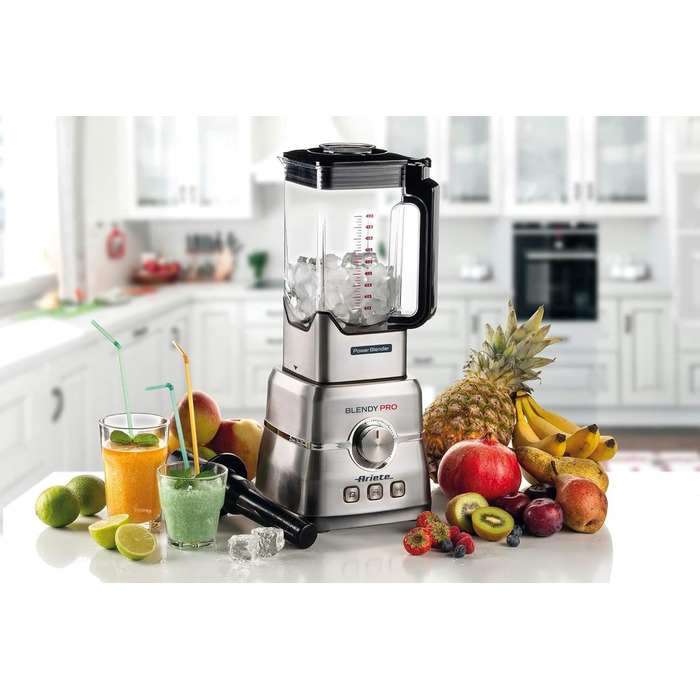 Ariete 577, Blendy Pro Power Blender, Stainless Steel, 2-Liter Capacity, 6 Blades, 6 Speeds, Pulse, Ice Crushing, Smoothie, EK1, 2000 Watts, 32000 RPM