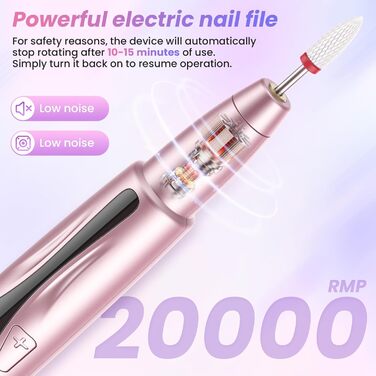 Бездротовий набір для манікюру Nagelfräser з мультифункціональною зарядкою, професійна електрична фрезер для гелевих нігтів, рожево-золотий