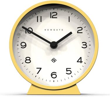 NEWGATE® M Silent Mantel Clock - 'No Tick' - A Modern Mantel Clock - Small Clock - Mantel Clocks - Minimalist Dial - (Bright Yellow)