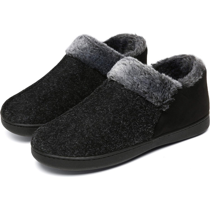 Тапочки халатні Mishansha Herren Winter з підкладкою Memory Foam, тепла зимова модель, розмір 39-48, колір: димний чорний