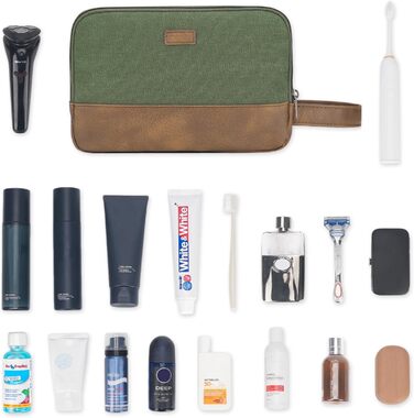 Чоловіча дорожня косметичка WANDF з канвасу, водонепроникна, зелена