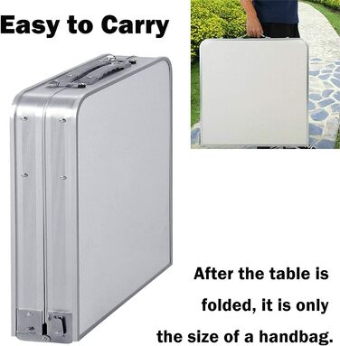 Складний стіл 60 см, портативний, для кемпінгу та пікніка, сад, на вулицю, регульована висота, алюмінієвий каркас, 60 x 45 x 25,9 см (Д x Ш x В)