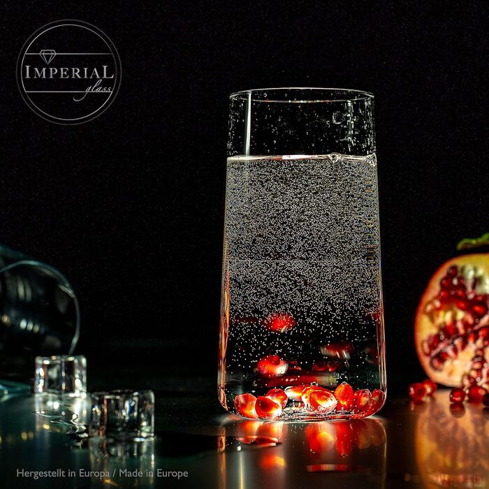 IMPERIAL Glass Drinking Glasses 490ml (max. 550ml) Set of 12 - Water Glasses, Juice Glasses, Highball Glasses, Cocktail Glasses, Large