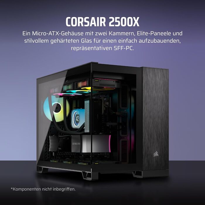 Корпус для ПК CORSAIR 2500X Obsidian mATX з двокамерним дизайном та підтримкою зворотного підключення материнської плати