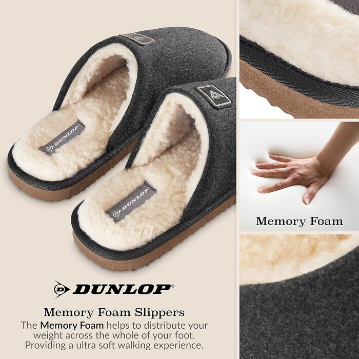 Тапочки чоловічі Dlop з антиковзкою підошвою та плюшевою підкладкою (42 EU, темно-сірий)