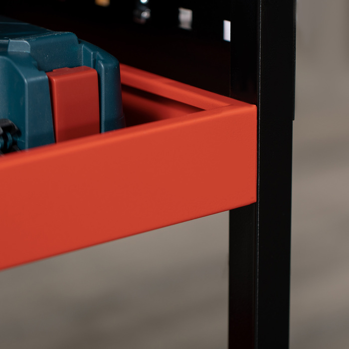HOMCOM Workbench, 220 lbs load capacity, red, ideal for garage, stable & versatile
