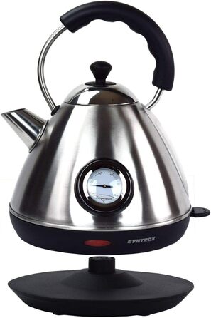 Електрочайник Syntrox Germany WK-2200W-1.7T, 2200 Вт, 1,7 л, нержавіюча сталь, бездротовий, з термометром, 360° поворот, чайник для води та чаю