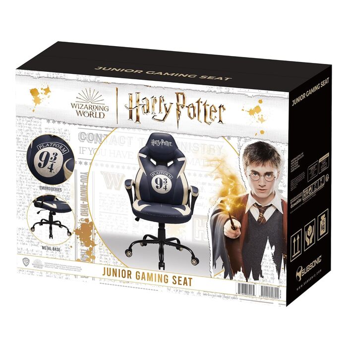 Ігрове крісло Subsonic Harry Potter Гоґвортс для дітей, чорне з золотим, офіційна ліцензія