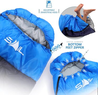 Спальний мішок SAIL XL для великих людей, 3-4 сезони, 1,6-2,7 кг, водонепроникний, для кемпінгу та подорожей