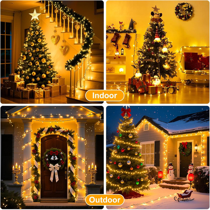 LED гірлянда для декорування приміщень та саду: 20 метрів, 1000 LED, 8 режимів, таймер, вологостійка, тепле світло. Підходить для ялинки, балкону, весілля та створення святкової атмосфери.